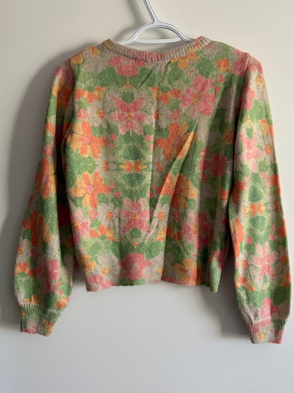 EUC Zara Women’s Pearl-Trim Floral Jacquard Knit Cardigan Acrylic Size Small - Picture 2 of 7